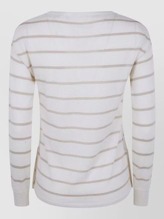 Max Mara silk cashmere striped sweater button detail