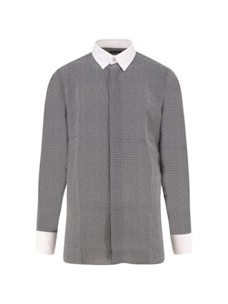 Tom Ford Graphic Sharkskin Print New Fluid Collare And Cuff Contrast S