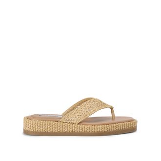 Steve Madden Womens Bella Beige Raffia Sandals Fabric - Size UK 7