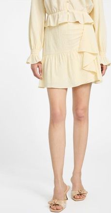 Guess Shaelo Gauze Ruffle Miniskirt in Yellow at Nordstrom, Size Small