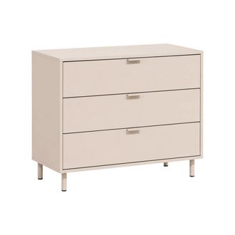 Sweeek C&oacute;moda de madera y metal con 3 cajones, beige
