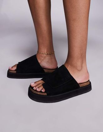 WALK LONDON Walk London Barca Velcro Mule in black
