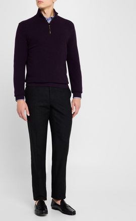 Ralph Lauren Purple Label Mens Cashmere Birdseye Quarter-Zip Sweater