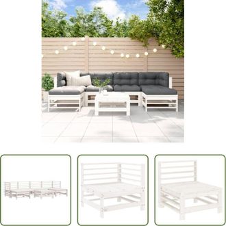 vidaXL Divani da esterno - Set Salotto da Giardino 7 pz Bianco in Legno Massello di Pino