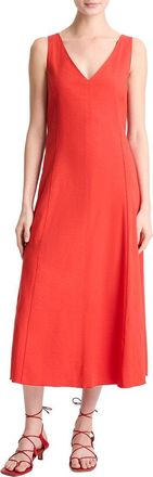 Vince V-Neck Linen-Blend Dress