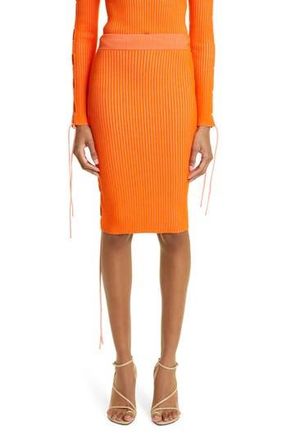 Off-white Vanise Side Lace-Up Rib Knit Skirt in Coral at Nordstrom Rack, Size 6 Us / 40 It