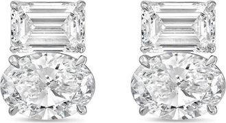 Diana M. Jewels 14kt white gold 15.00 cts emerald and oval diamond earrings