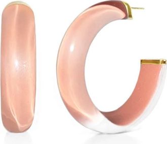 Gold & Honey Womens Small Illusion Lucite Hoop Earrings In Neutrals In Rose Gold