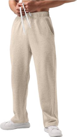 Generic Mens Joggers Fleece Lined Straight Leg Tracksuit Bottoms Joggers Thermals Sweatpants Warm Plush Trousers Open Bottom Thick Tracksuit with Pockets Trac