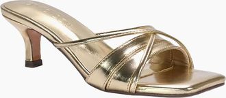 XY London Womens XY London Womens/Ladies Claudia Metallic Strappy Mid Kitten Heel Sandals - Metallic Gold - Size: 5