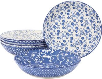 Elama Aurora 6 Piece Assorted Porcelain Bowl Set in Blue at Nordstrom