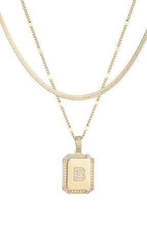 Adornia Initial Tag Pendant Necklace in Gold-B at Nordstrom Rack