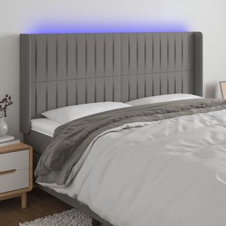 vidaXL Cabecero Con Led De Tela Gris Oscuro 163x16x118/128 Cm Vidaxl