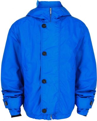 Ferragamo Mens Coated Hooded Jacket In Blue