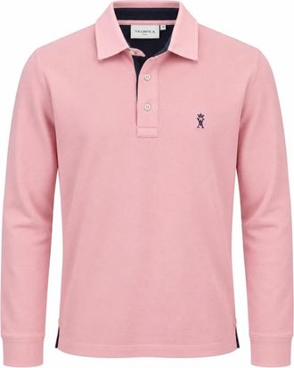 Vicomte A Lange mouwen Polo - Heren - Tops - Roze - Maat: L Katoen
