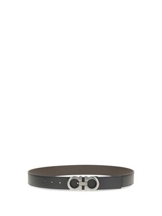 Ferragamo Mens Double Belt Black Calf Leather Bos Taurus E Braces