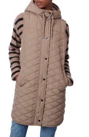 Bernardo Diamond Quilted Hooded Longline Vest in Dusty Taupe at Nordstrom Rack, Size Small