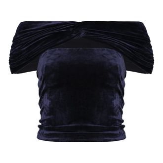 Alberta Ferretti Top in elegant velvet - female - Alberta Ferretti - Blouses - Blue - S - Blouses & Shirts