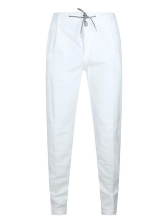 Eleventy pleated drawstring trousers - White