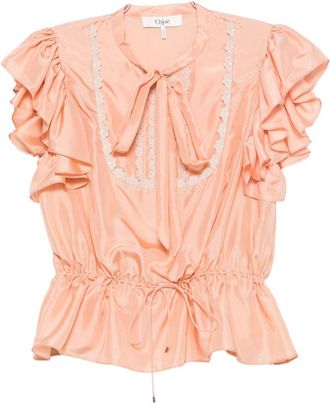 Chlo&eacute; Top con ruches in seta Chlo&egrave;