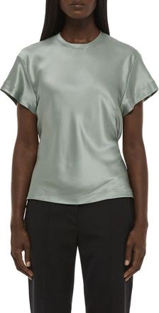 Helmut Lang Silk Satin Top in Green Tea at Nordstrom, Size Xx-Small