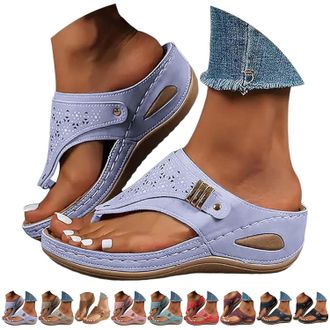 Generic Orthopedic Wedge Sandals for Women Lightweight Orthopedic Flip Flops UK Toe Post Slippers Arch Support Casual Outdoor Slippers Wide Fit New Summer Sli