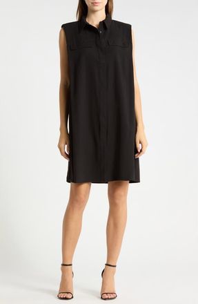 Ichi Tie Waist Shirtdress in Black at Nordstrom Rack, Size 10 Us / 42 Eu