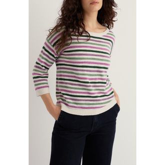 Seasalt Cornwall Knavock Stripe Organic Cotton & Linen Sweater in Knit Mini Cornish Verbena Mix at Nordstrom, Size 12