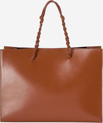Jil Sander Womens Leather Tote Bag Brown Shoulder