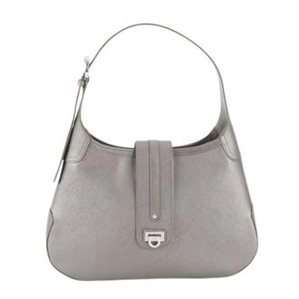 Ferragamo Pre-owned Shoulder Bags, female, Gray, Size: ONE SIZE Pre-owned Gancini Shoulder Bag