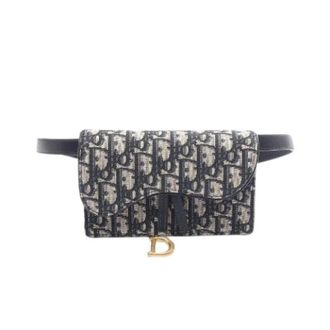 Dior Pre-owned Belt Bags, female, Blue, Size: ONE SIZE Pre-owned Saddle Oblique Canvas Leather Waist Bag