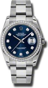 Rolex Oyster Perpetual Datejust 36 Blue Dial Stainless Steel Bracelet Automatic Ladies Watch 116244BLDO