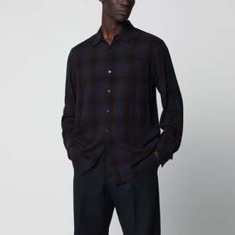 Dries Van Noten Camicia marrone motivo check in viscosa