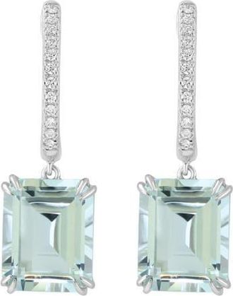 Effy 14K White Gold Emerald Cut White Topaz & Diamond Drop Earrings in 14K Gold at Nordstrom