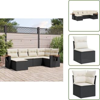 vidaXL Cuscini da giardino - vidaXL Set Divano da Giardino 6 pz con Cuscini Nero in Polyrattan - Rattan PE