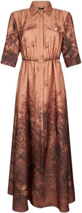 Liu Jo Chemisier Dress - Dames - Maxi kleedjes - Bruin - L - Kleedjes