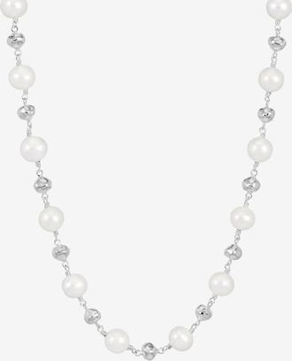 Dower & Hall Nugget & White Freshwater Pearl Necklace in Sterling Silver at Nordstrom, Size 18