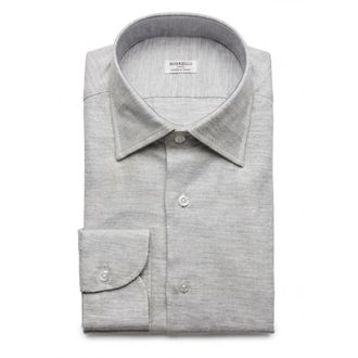 Borriello Cotone - Heren - Zakelijke Overhemden - Grijs - 4XL - Katoen - Overhemden