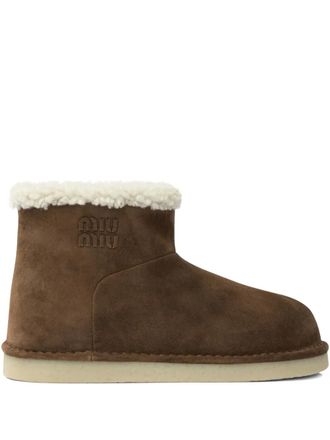 Miu Miu Stivali con logo - Marrone