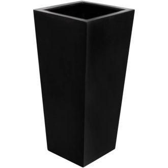 PRIMROSE Polystone Tall Grey Flared Square Planter Hand Painted 91cm