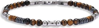 Eye Candy Los Angeles Mens Marcus Tigers Eye Beaded Bracelet in Silver at Nordstrom Rack