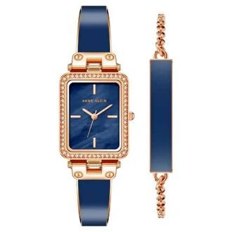 Anne Klein Quartz Crystal Ladies Watch and Bracelet Set AK-3898NVST