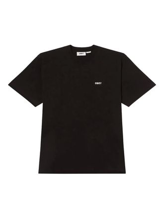 Obey logo-embroidered cotton t-shirt - Black