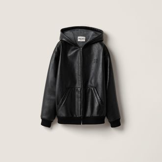 Miu Miu Nappa leather hoodie jacket