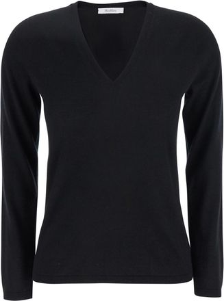 Max Mara Black Solid V Neck Sweater