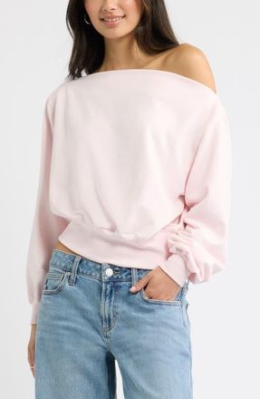 BP. Off the Shoulder Sweatshirt in Pink Primrose at Nordstrom, Size Xx-Small