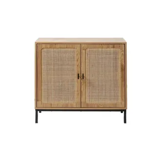 Calicosy Aparador de 2 puertas de rat&aacute;n natural marr&oacute;n - Ancho de 80 cm