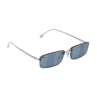 Fendi Accessoires, Heren, Grijs, ONE Size, Rimless Rechthoekige Zonnebril Metalen Frame