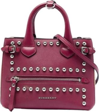 Burberry Pre-owned Banner Satchel - Dames - Vintage Handtas - Paars - ONE Size - Leer - Vintage