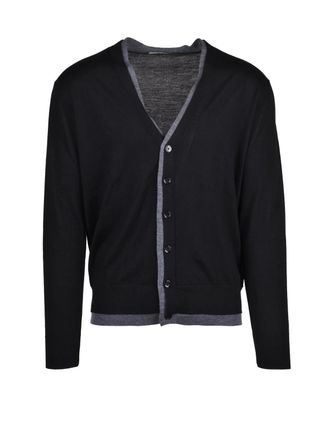 Paolo Pecora Black Virgin Wool V-Neck Cardigan